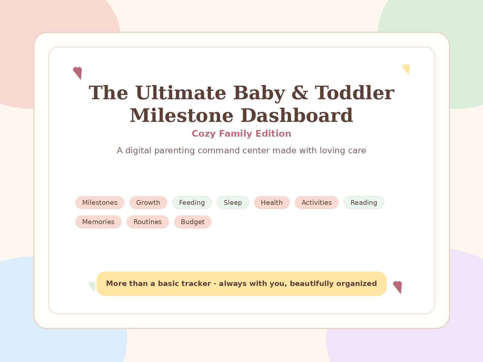 The Ultimate Baby & Toddler Milestone Dashboard — Cozy Family Edition